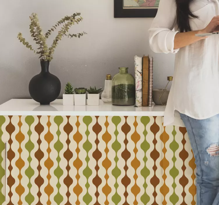 70-talet stripe figurer möbler klistermärke - Tenstickers