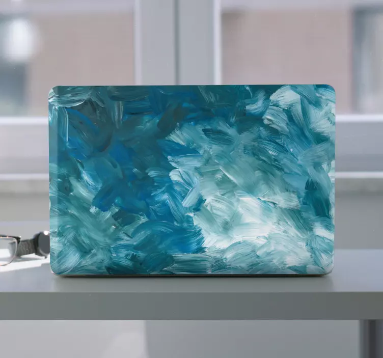 Abstrakta blå mönster klistermärke för bärbar - Tenstickers