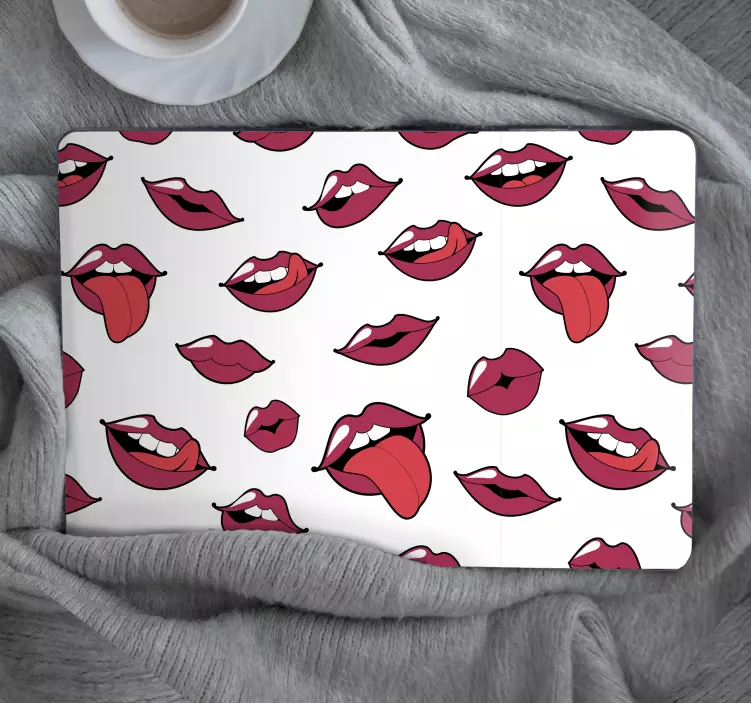 Abstrakta läppar och tunga laptop skinn - Tenstickers