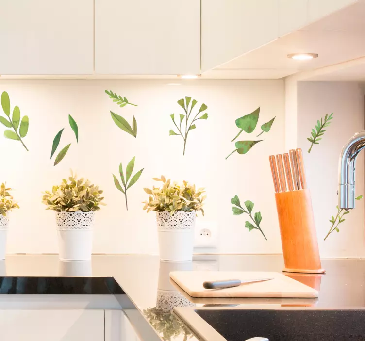 Akvarell lämnar vägg klistermärke - Tenstickers