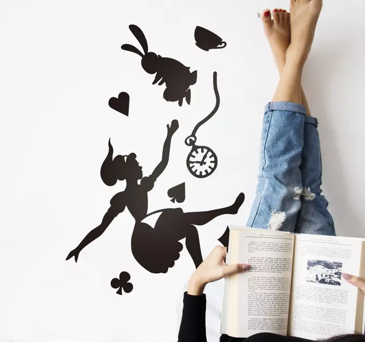 Alice och den vita kanin sagan klistermärke - Tenstickers