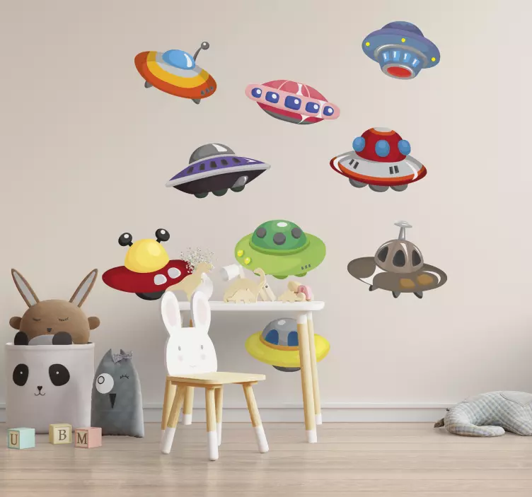 Alien ufos barn sovrum klistermärken - Tenstickers