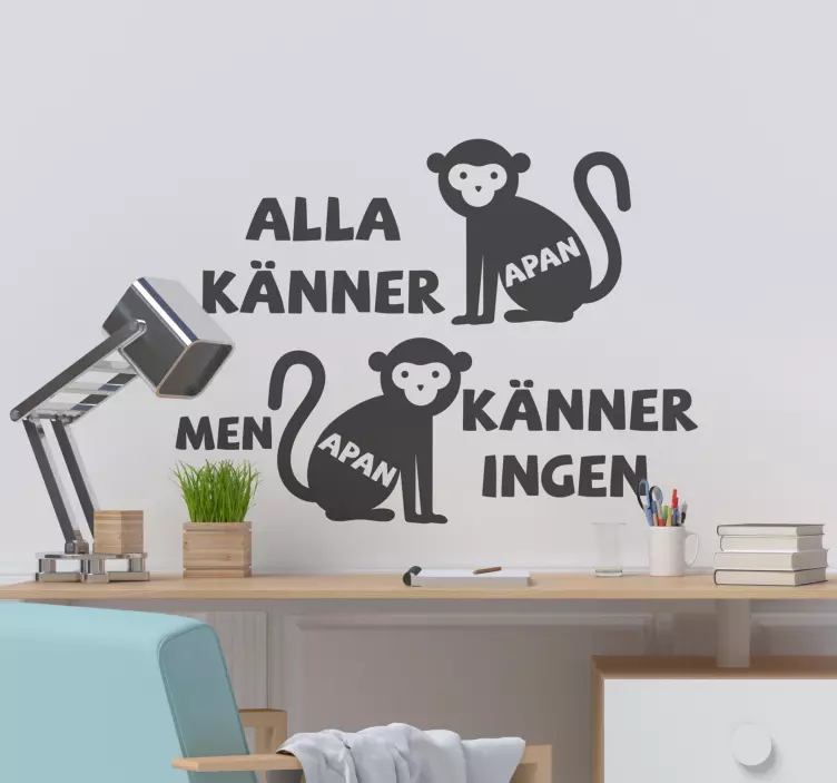 Alla känner till klistermärke för apa text - Tenstickers