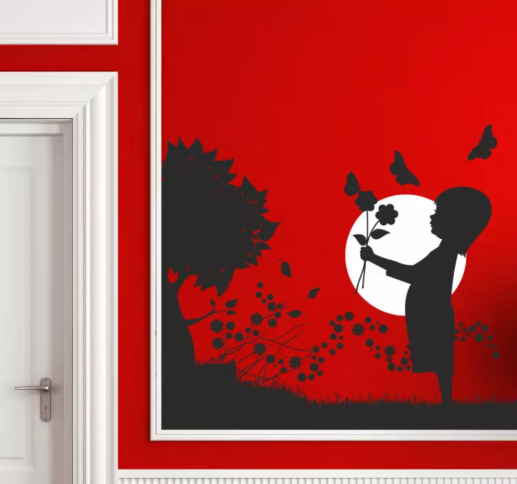 äng solnedgång vägg klistermärke - Tenstickers