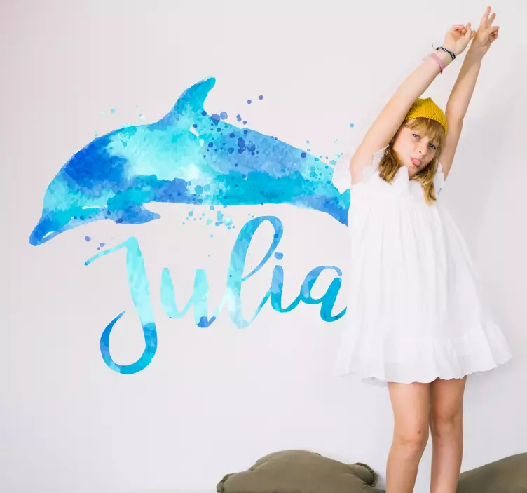 Anpassad delfinvatten textur fisk vägg klistermärke - Tenstickers