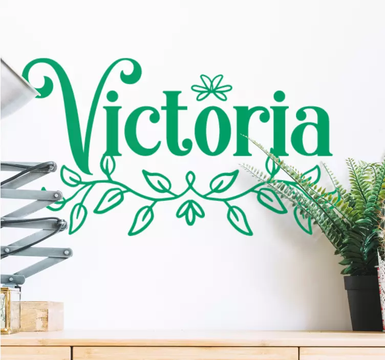Namn med löv personlig klistermärke - Tenstickers