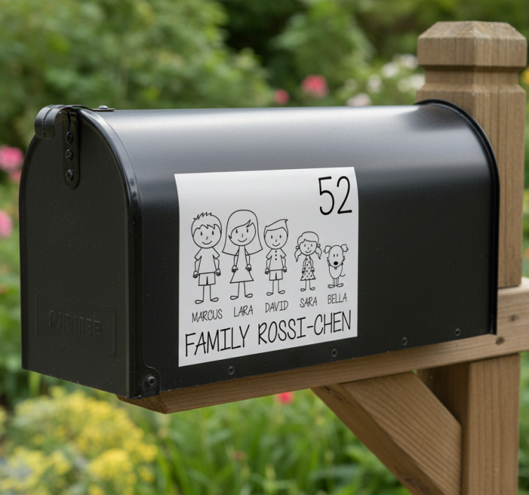 Anpassningsbar klistermärke familjefoto för brevlåda - Tenstickers