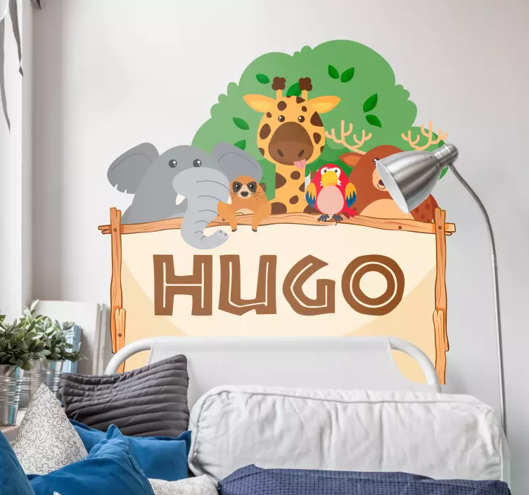 Anpassningsbar djungel headboard vilda djur dekaler - Tenstickers
