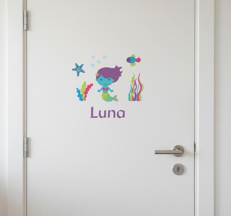 Anpassningsbar klistermärke sjöjungfru för dörr - Tenstickers