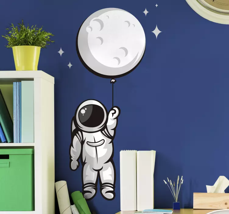 Astronaut i rymdvägg klistermärke - Tenstickers