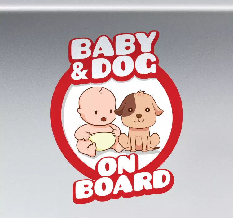 Baby & hund ombord baby ombord klistermärke - Tenstickers