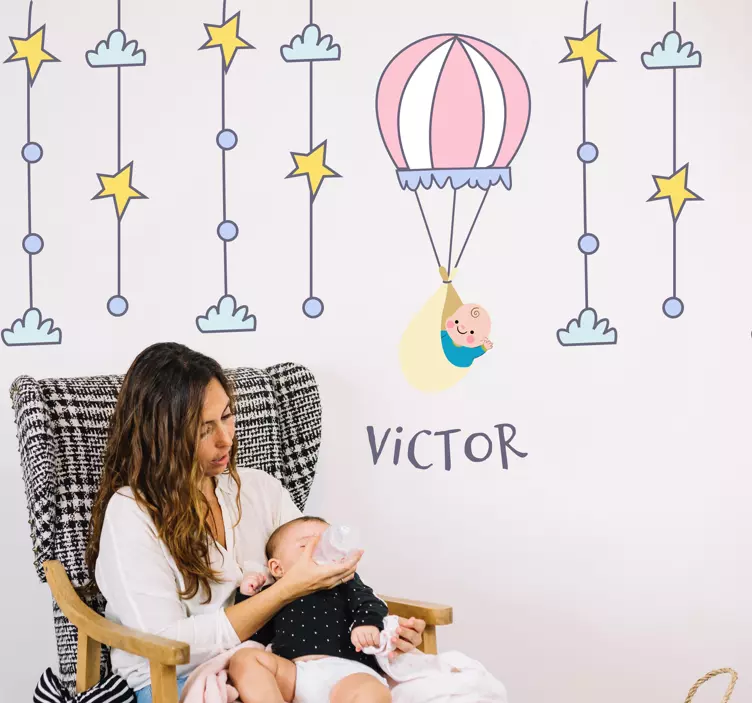 Baby på luftballongklistermärken för varm luft - Tenstickers