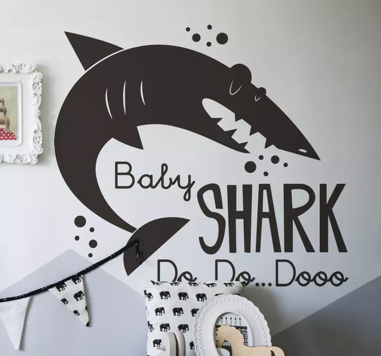 Baby shark gör sång vägg klistermärke - Tenstickers