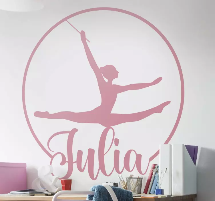 Ballerina med namn dans vägg klistermärke - Tenstickers