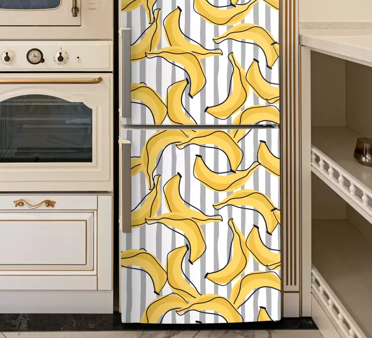 Banan mönster i klotter stil kylskåp dekal - Tenstickers