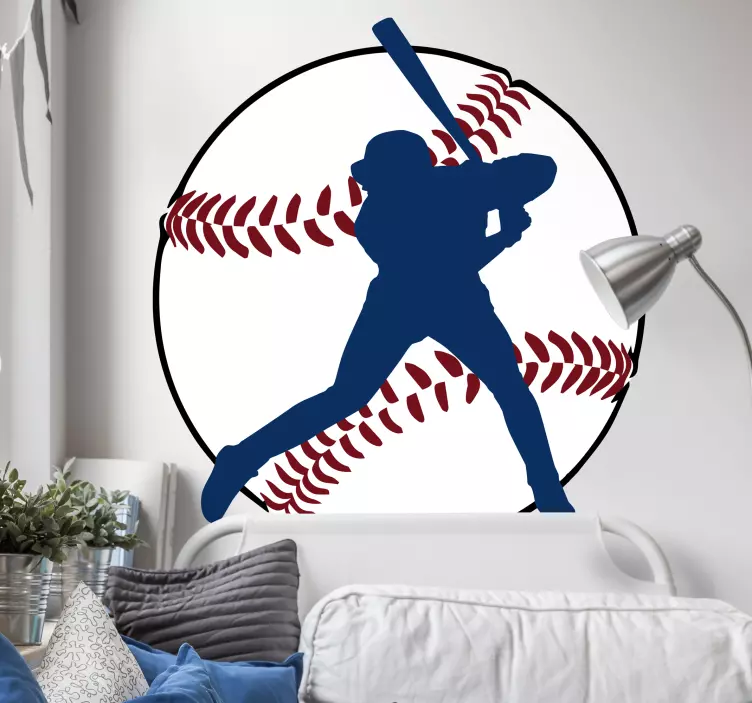 Baseballspelare sving sport klistermärke - Tenstickers