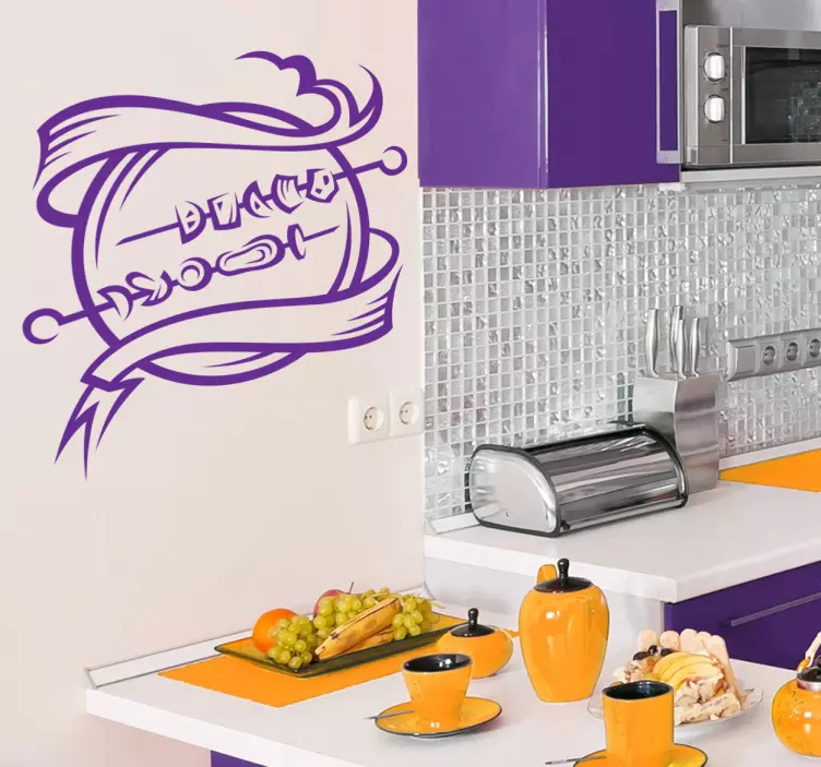 Bbq kött spett kök klistermärke - Tenstickers