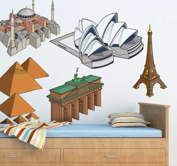 Berömda landmärken dekalsamling - Tenstickers