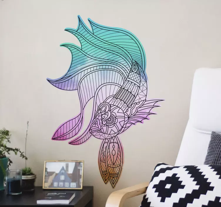 Betta fisk mandala stil fisk dekal - Tenstickers