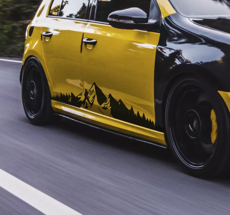 Bil med berg bil klistermärke - Tenstickers