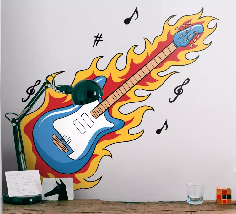 Blå gitarrrock vinyl klistermärke - Tenstickers