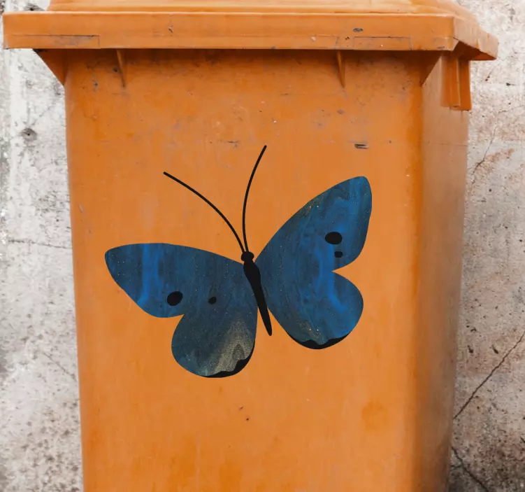 Blå glitter fjäril vinge behållare dekal - Tenstickers