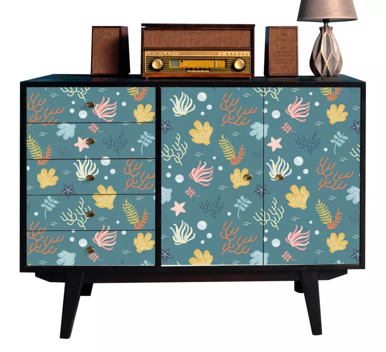 Blå havsbotten med pölar möbler dekal - Tenstickers