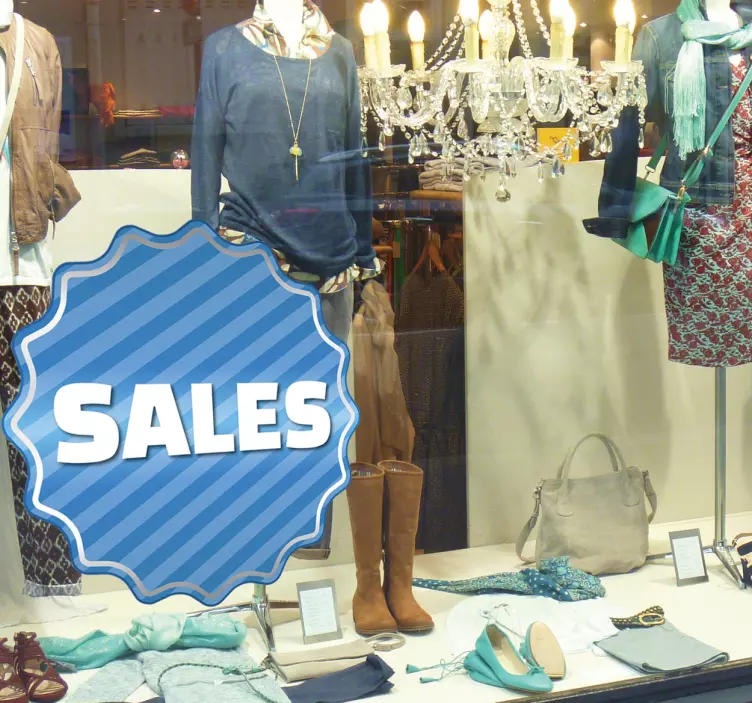 Blå randig försäljning klistermärke - Tenstickers