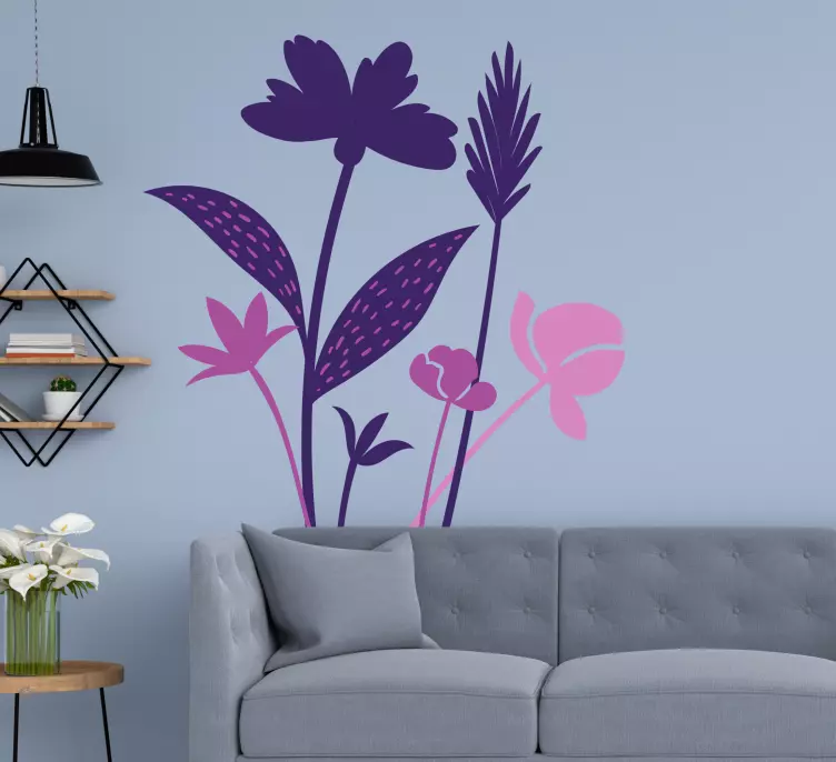 Blomma klistermärke med blommor bukett design - Tenstickers