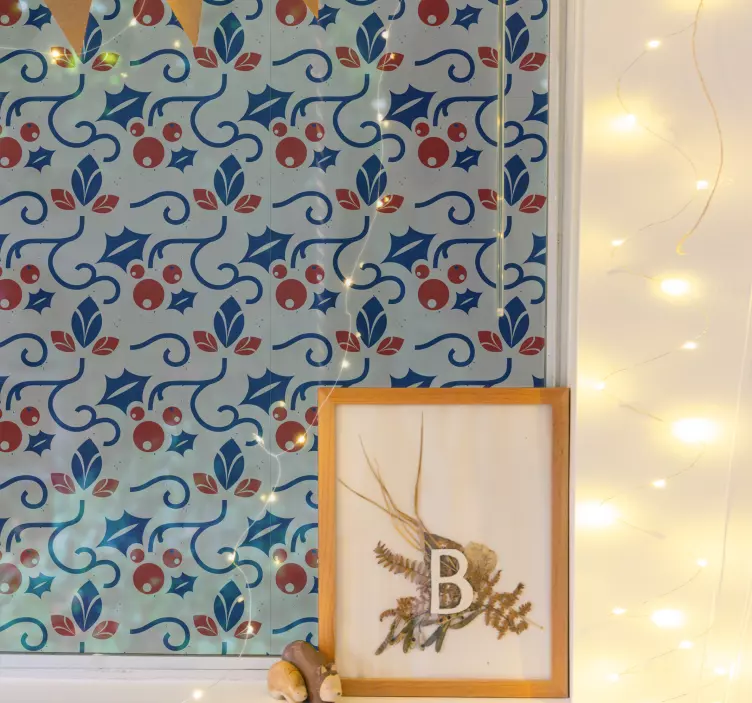 Blommig blå bakgrund natur klistermärke - Tenstickers