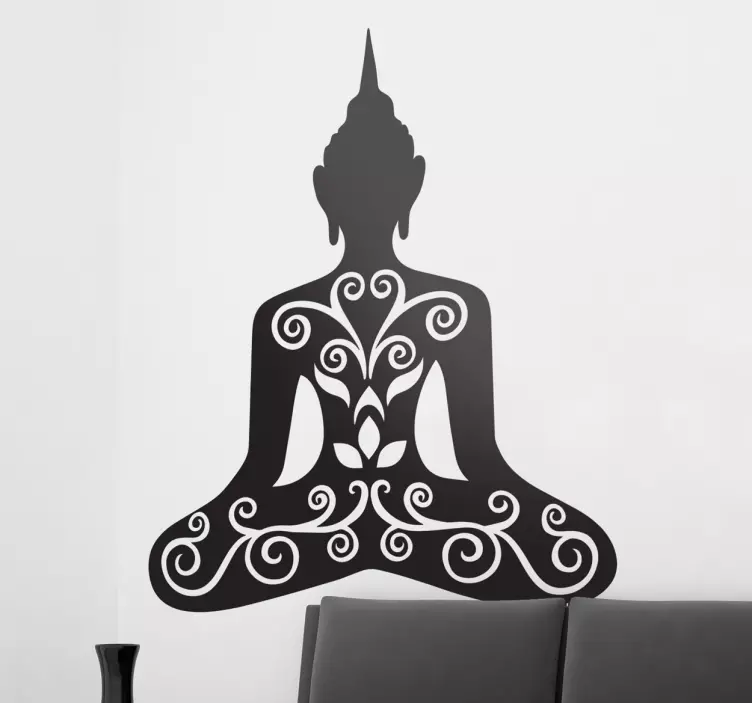 Blommig buddha väggdekor - Tenstickers