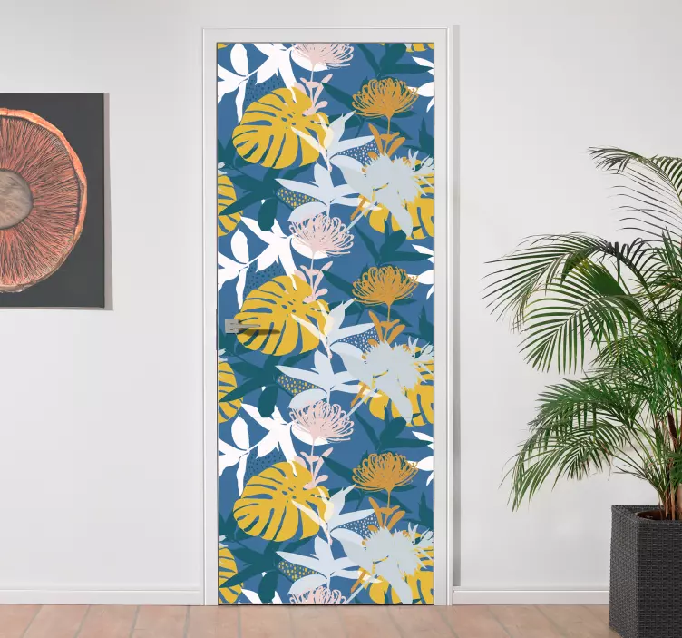 Blommig dörr ram klistermärke - Tenstickers