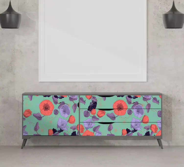 Blommig konsol dekor klistermärken till möbler - Tenstickers