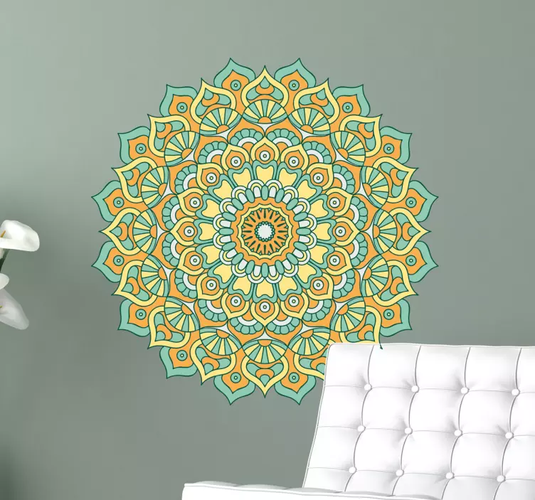 Blommig mandala vägg klistermärke - Tenstickers