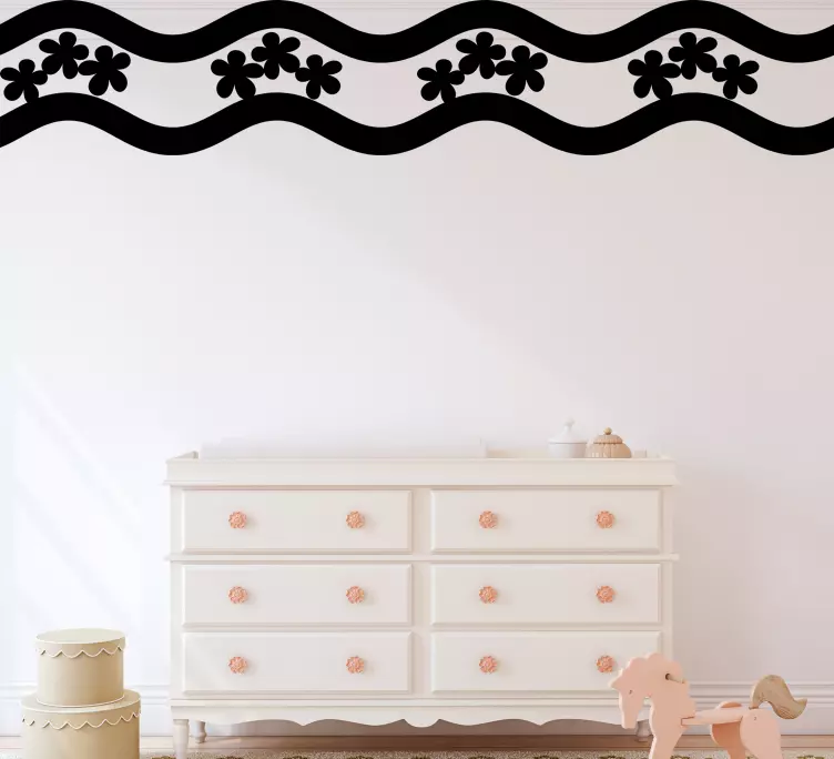 Blommig vågig kant klistermärke borband - Tenstickers