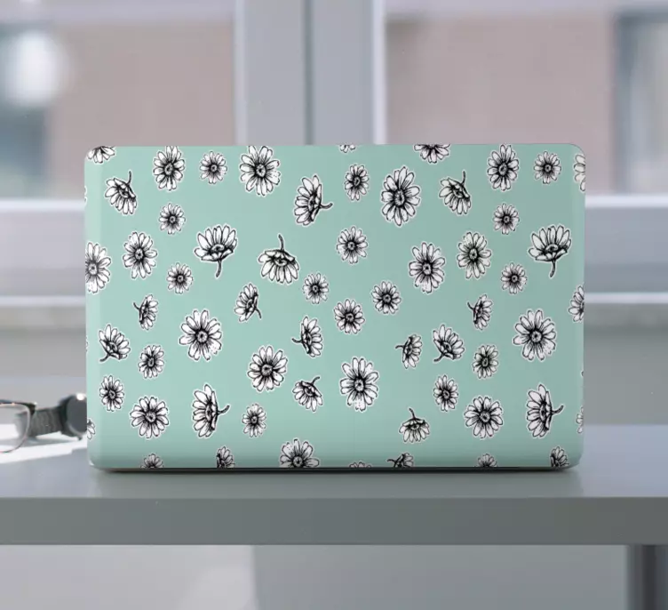 Blommönstrad yta klistermärke för bärbar - Tenstickers