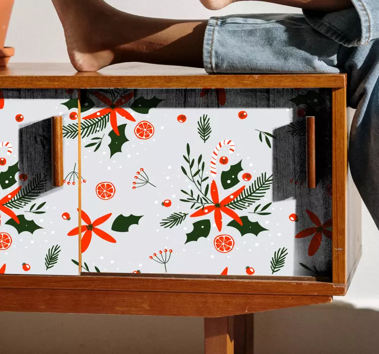 Blommor och apelsiner jul klistermärke - Tenstickers