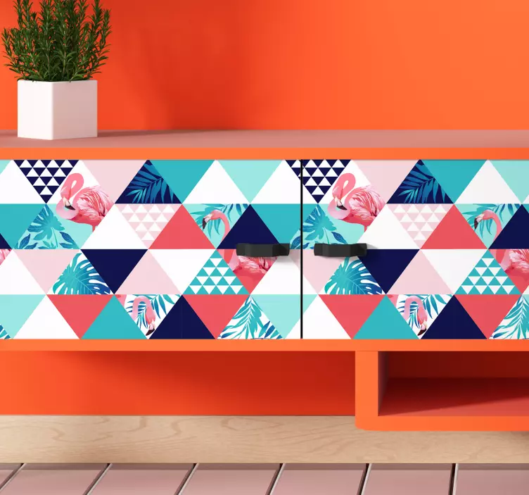 Blommor och flamingo möbler klistermärke - Tenstickers