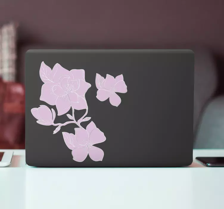 Blommotiv accent Laptop klistermärke - Tenstickers