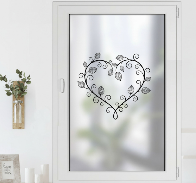 Blomstrande blommor hjärtan fönster klistermärke - Tenstickers