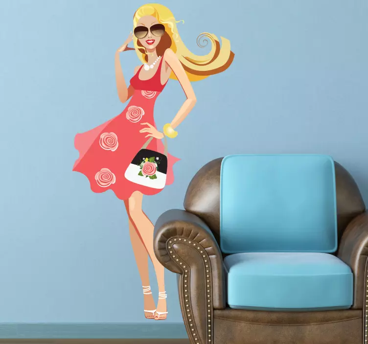Blond shopaholic modell klistermärke - Tenstickers