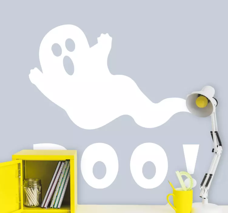 Boo text med en spöke halloween klistermärke - Tenstickers