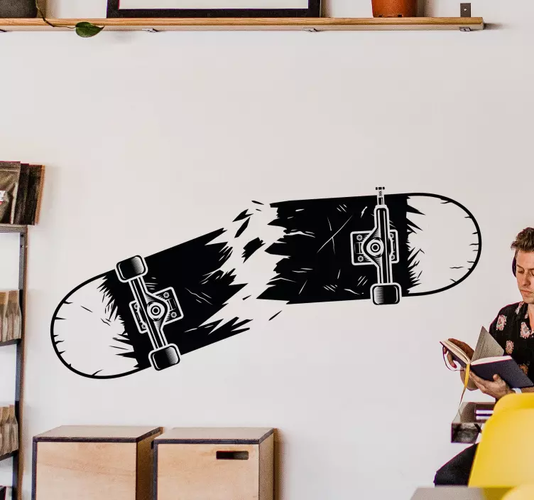 Broken skateboard design sport klistermärke - Tenstickers