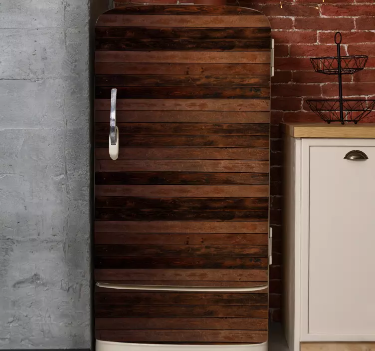 Bruna horisontella plankor kylskåp klistermärke - Tenstickers