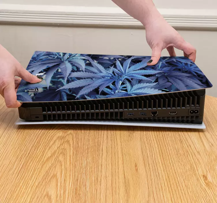 Cannabis i blå ps5-klistermärke - Tenstickers