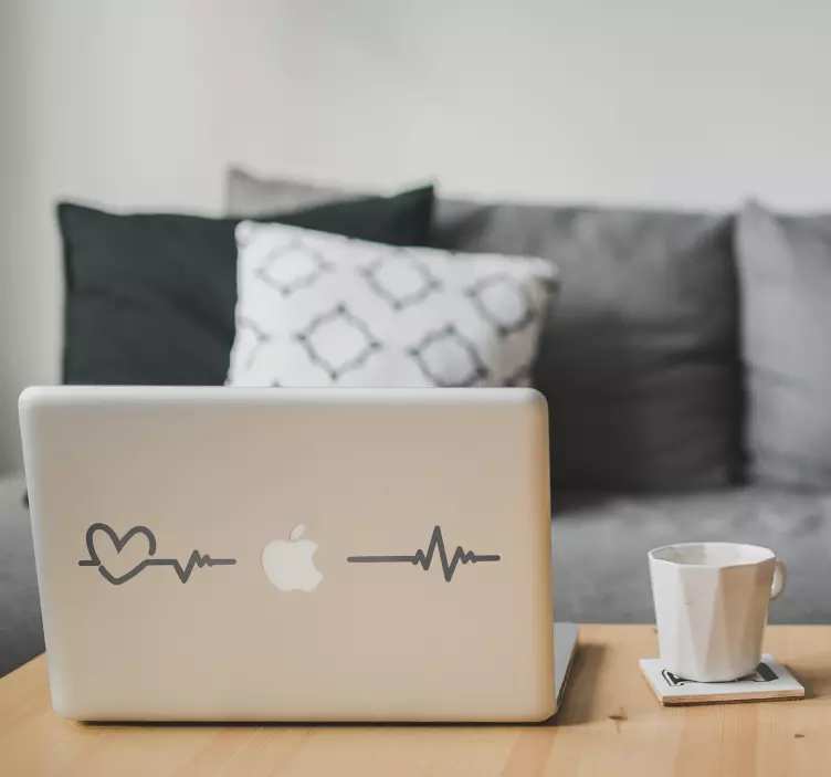 Cardiogram laptop klistermärke - Tenstickers