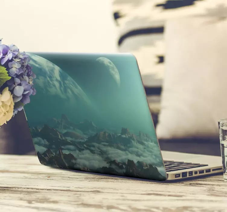 Cosmic mountain landscape klistermärke för bärbar - Tenstickers