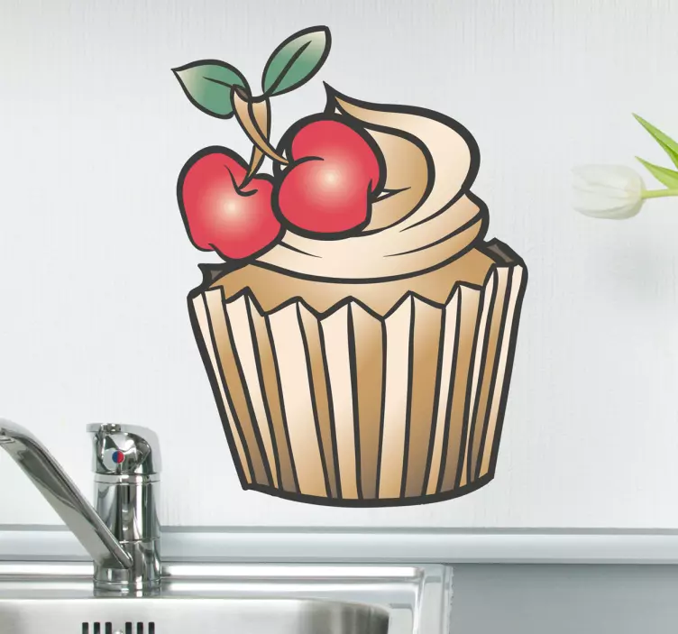 Cupcake med körsbärsdekor - Tenstickers