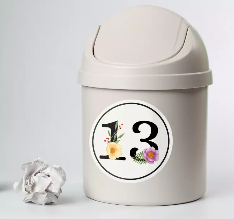 Custom number floral container klistermärke - Tenstickers