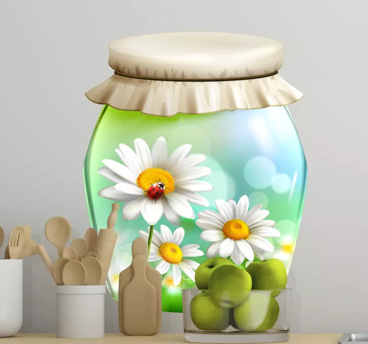 Daisy blomma glas blomma vägg klistermärke - Tenstickers